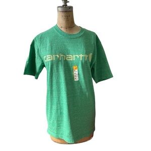 New NWT Carhartt loose fit heavy weight short sleeve logo graphic tee green XS